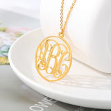 Personalized Name Necklace Women Girls Stainless Steel Hollow Monogram Initials