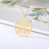 Personalized Name Necklace Women Girls Stainless Steel Hollow Monogram Initials