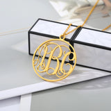 Personalized Name Necklace Women Girls Stainless Steel Hollow Monogram Initials