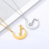 Custom Name Necklace Women Stainless Steel Star Moon Pendant