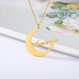 Custom Name Necklace Women Stainless Steel Star Moon Pendant