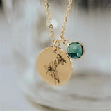 Personalized Name Necklace with Birth Flower, Engraved Necklace