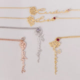 Custom Birth Flower & Birthstone Name Necklace - Personalized Mother's Gift