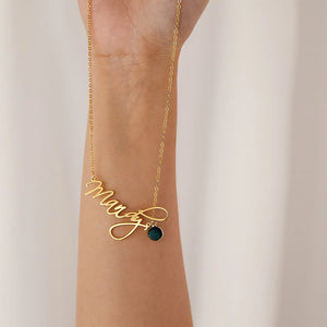 Personalized Name Necklace with Birthstone - Plated Name Necklace