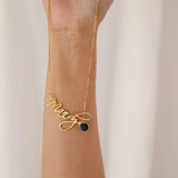 Personalized Name Necklace with Birthstone - Plated Name Necklace