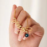 Personalized Name Necklace with Birthstone - Plated Name Necklace