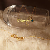 Personalized Name Necklace with Birthstone - Plated Name Necklace
