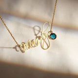 Personalized Name Necklace with Birthstone - Plated Name Necklace