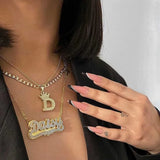 Personalized Name Necklace Heart Chain Pendant Two-Tone Stainless Steel
