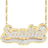 Personalized Name Necklace Heart Chain Pendant Two-Tone Stainless Steel