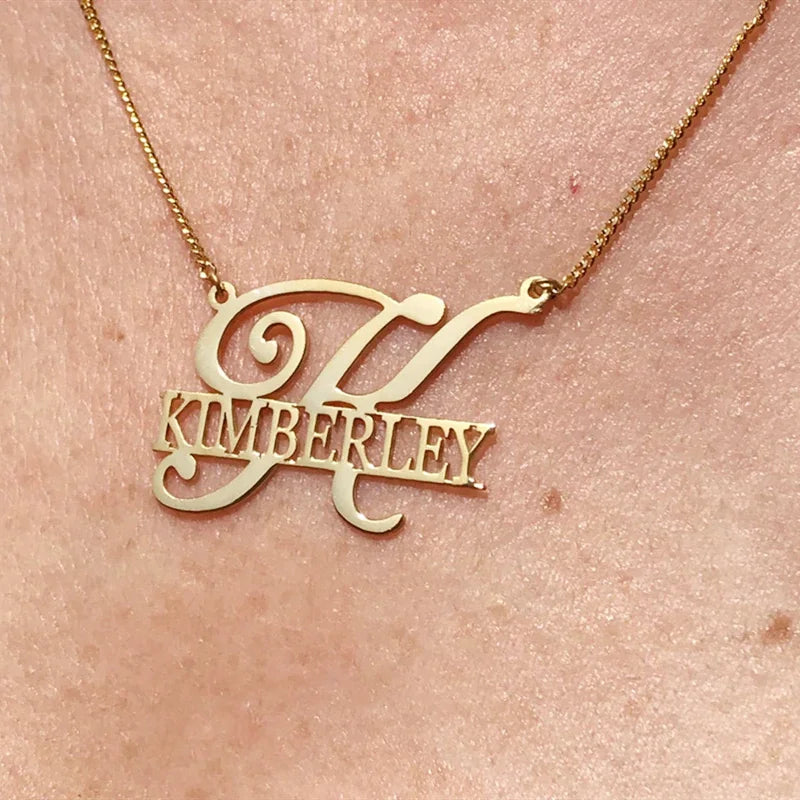 Personalized Name Necklaces For Women - Big First Letters Nameplate Choker