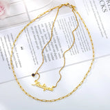 Custom Name Necklace Birthstone Stainless Steel Women