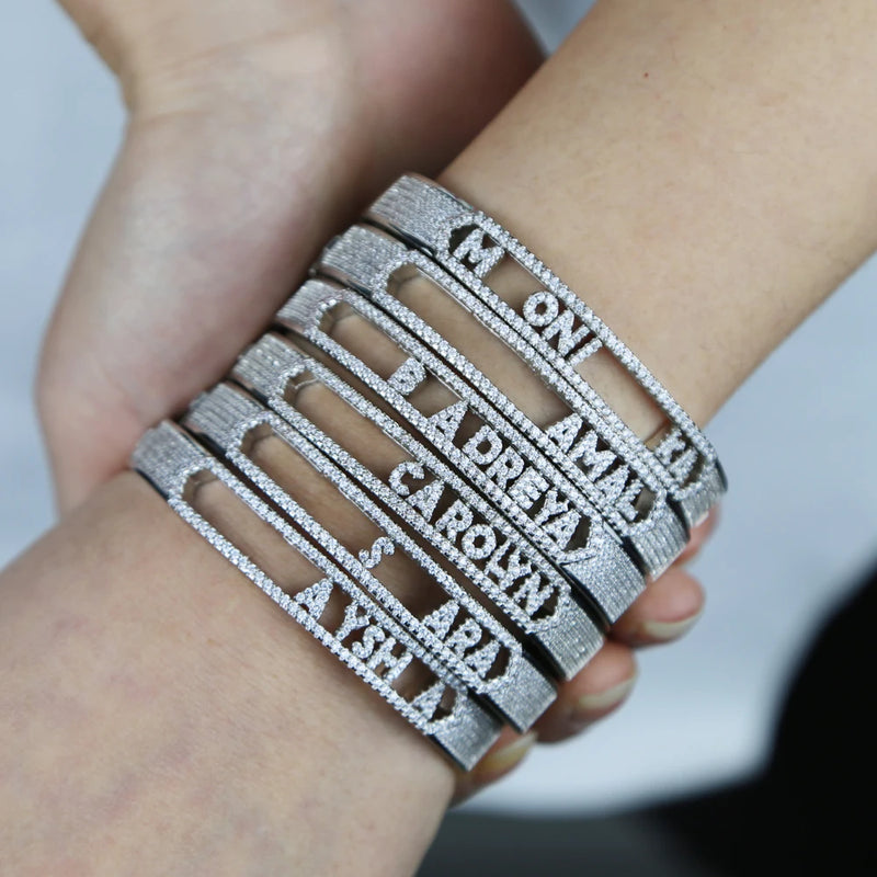 Personalized Initial Slider Bangle Bracelets