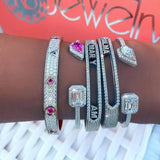 Personalized Initial Slider Bangle Bracelets