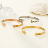 Personalized Name Paw Cuff Bangle Stainless Steel Bangle