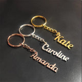 Custom Name Pendant Keychain Stainless Steel for Women Men Keyring