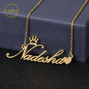 Customized Name Necklace Stainless Steel Heart Nameplate Choker