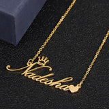 Customized Name Necklace Stainless Steel Heart Nameplate Choker