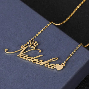 Customized Name Necklace Stainless Steel Heart Nameplate Choker