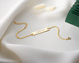 Personalized Name Plate Bracelet, Custom Engraved Bar Bracelet
