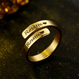 Personalized Name Ring for Women Engraved 2 Names Adjustable Ring