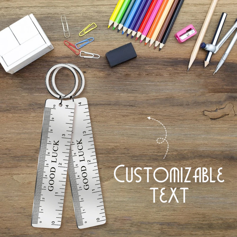 Personalized Name Ruler Keychain Stainless Steel Fathers Gift