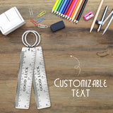 Personalized Name Ruler Keychain Stainless Steel Fathers Gift