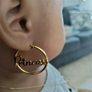 Custom Stainless Steel Earrings for Kids - 30mm Hoop Name Jewelry