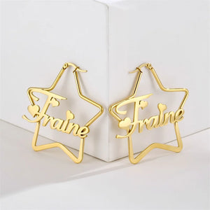 Personalized Name Stainless Steel Earrings Letter E Name Pentagram Earrings