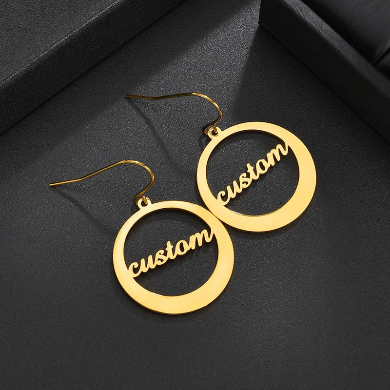 Personalized Stainless Steel Letter Earrings Women