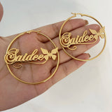 Personalized Stainless Steel Letter Earrings for Women, Butterfly Names - Custom