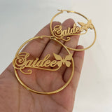 Personalized Stainless Steel Letter Earrings for Women, Butterfly Names - Custom