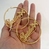 Personalized Stainless Steel Letter Earrings for Women, Butterfly Names - Custom