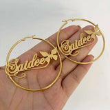 Personalized Stainless Steel Letter Earrings for Women, Butterfly Names - Custom