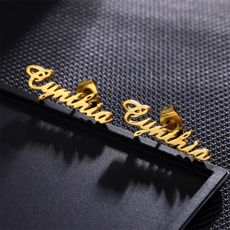 Personalized Name Stud Earrings for Women