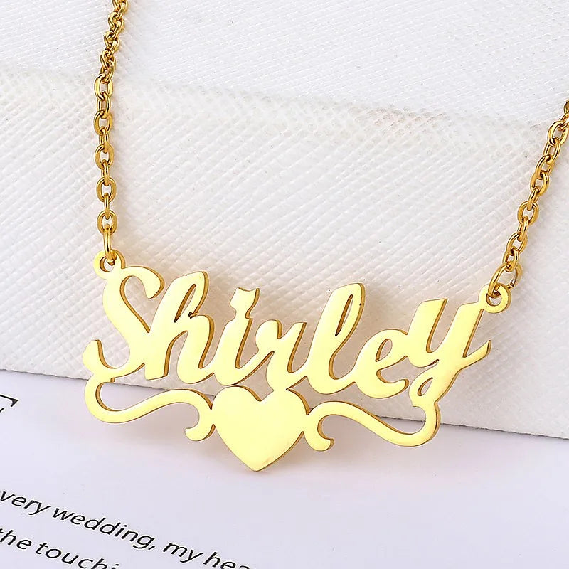 Personalized Heart Name Necklace Stainless Steel