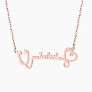 Personalized Stethoscope Necklace with Birthstone - Nurse Gift