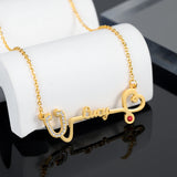 Personalized Stethoscope Necklace with Birthstone - Nurse Gift