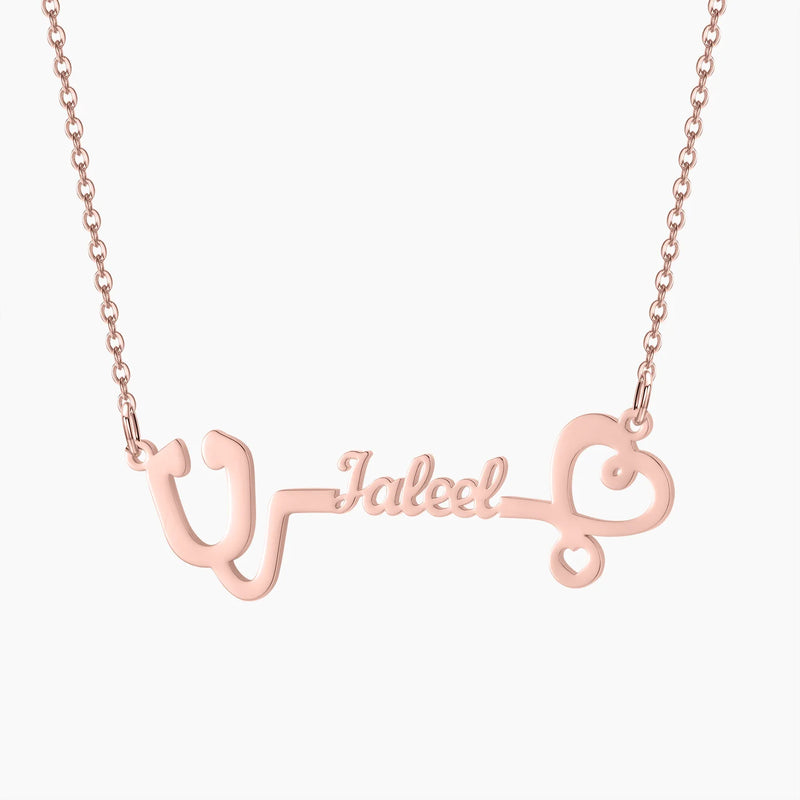 Personalized Stethoscope Necklace with Birthstone - Nurse Gift