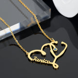 Personalized Stethoscope Necklace with Birthstone - Nurse Gift