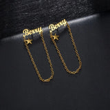 Custom Name Stud Earrings Stainless Steel Star Charm Gift