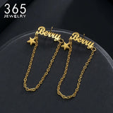 Custom Name Stud Earrings Stainless Steel Star Charm Gift