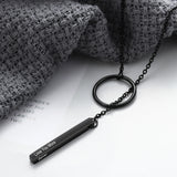Custom Vertical Bar Necklace Stainless Steel Engrave 4 Sides Name Pendant