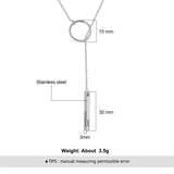 Custom Vertical Bar Necklace Stainless Steel Engrave 4 Sides Name Pendant