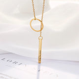 Custom Vertical Bar Necklace Stainless Steel Engrave 4 Sides Name Pendant