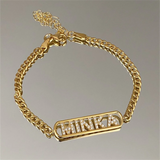 Personalized Nameplate Bracelet Stainless Steel Cuban Chain Plated Bracelet