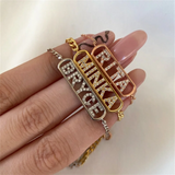 Personalized Nameplate Bracelet Stainless Steel Cuban Chain Plated Bracelet