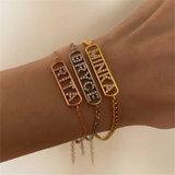 Personalized Nameplate Bracelet Stainless Steel Cuban Chain Plated Bracelet