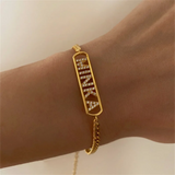 Personalized Nameplate Bracelet Stainless Steel Cuban Chain Plated Bracelet