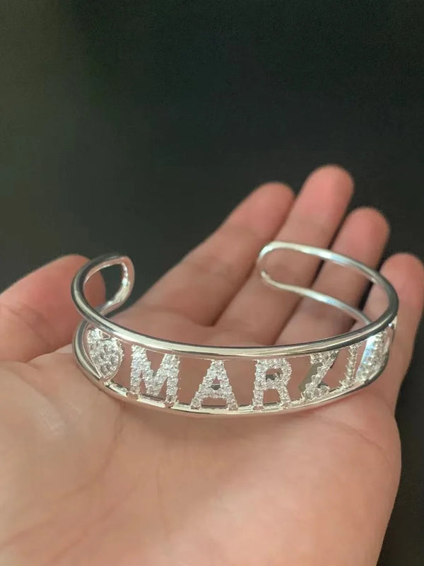 Personalized Nameplate Bracelets Cuff Letter Bangles Name Bracelet